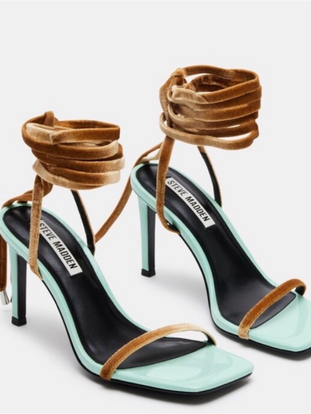 Steve Madden Passionate Multi Velvet Strappy Square Toe Heel